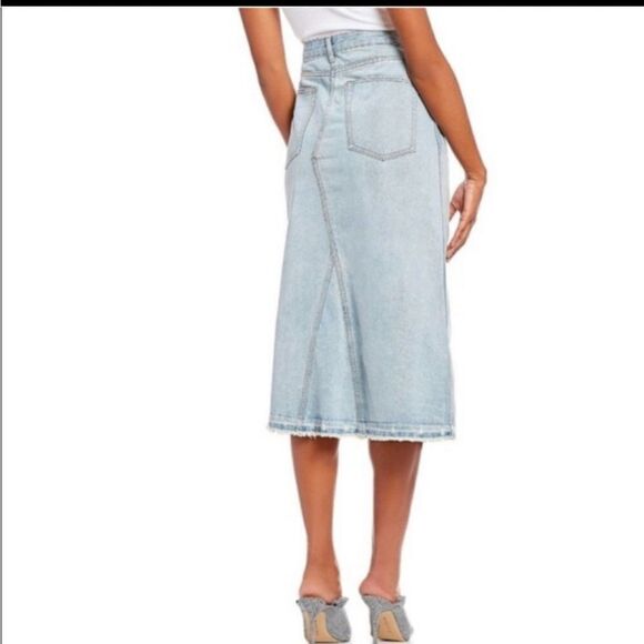 GIANNI BINI Lady Luck light-wash denim midi skirt size 27 - Picture 8 of 14